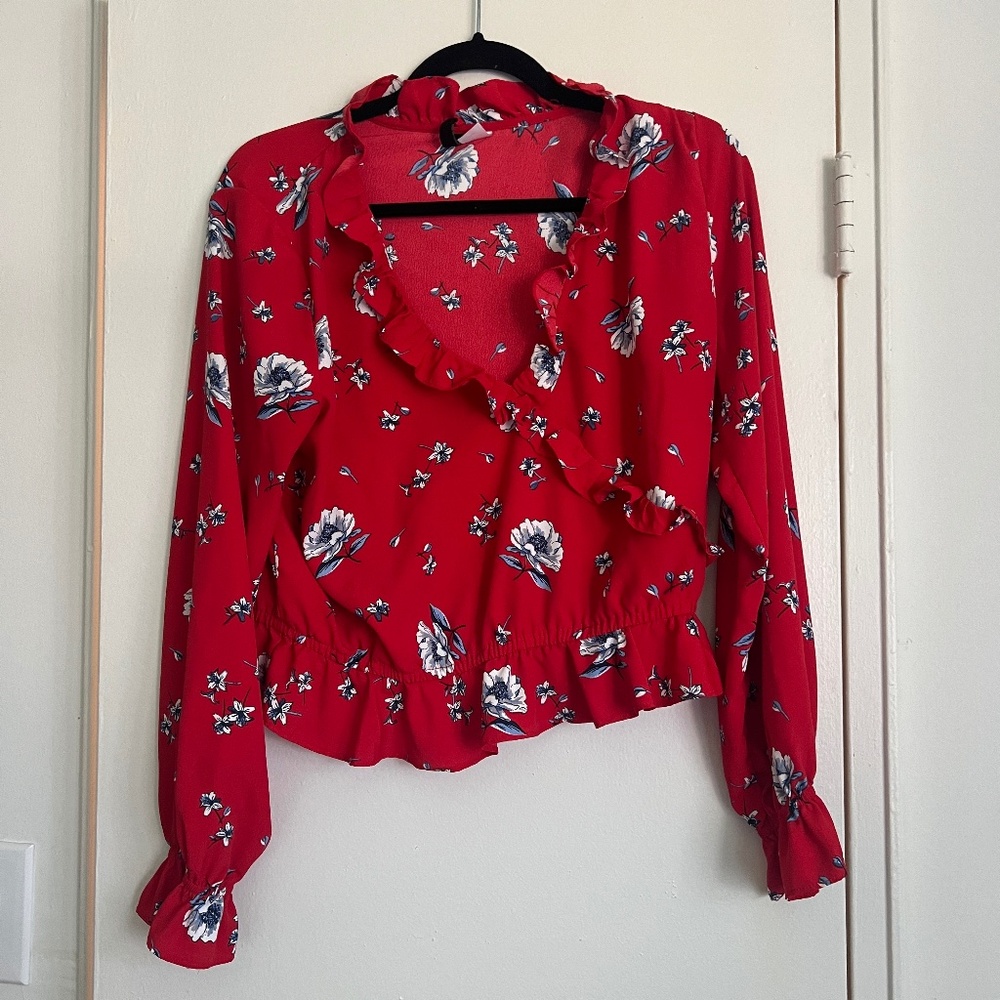 H&M Red Floral Blouse